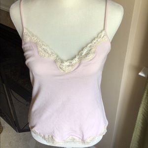 Express lace trim tank top pink size medium